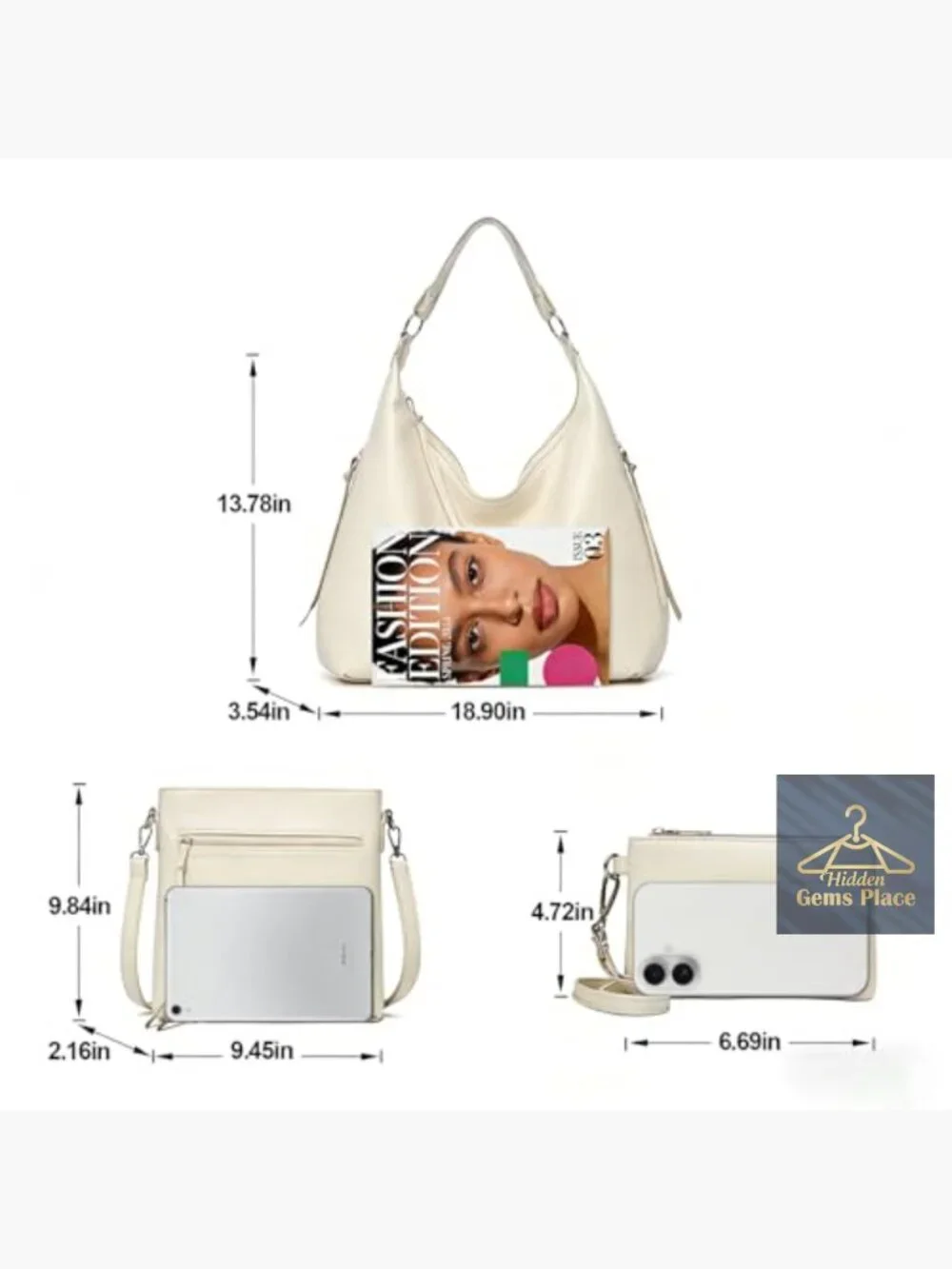 Soft Leather Handbags 3-Piece Set Crossbody Purse Wristlet Hobo Bag for Work